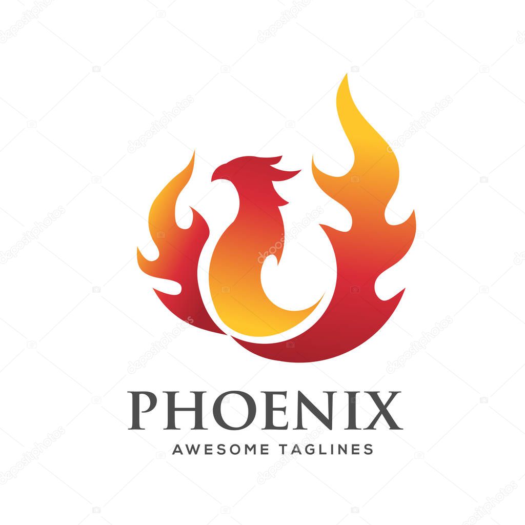 Luxury phoenix logo concept, best phoenix bird logo design, phoenix vector logo,creative logo of mythological bird , a unique bird , a flame born from ashes
