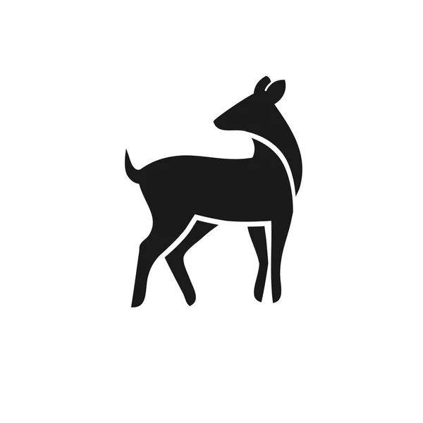 Segno Del Logo Del Cervo Selvatico Animale Disegno Disegnato Mano — Vettoriale Stock