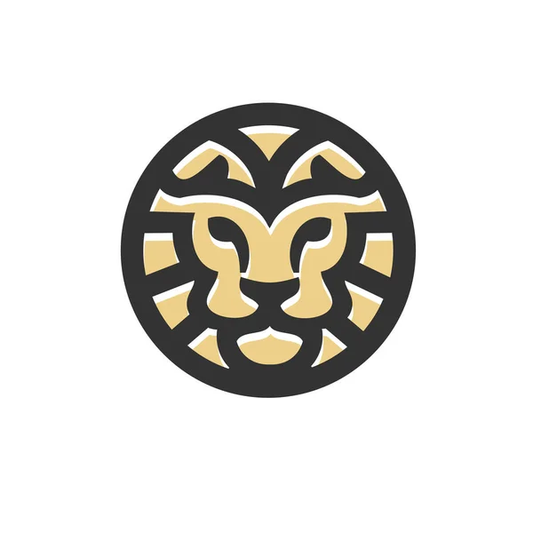 Lion Head Cirkel Fet Linje Platt Stil Business Företagets Logotyp — Stock vektor