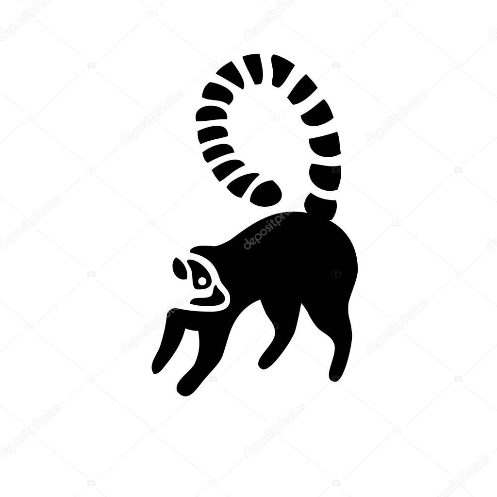 Lemur silhouette logo vector, creative lemurs negative space logo vector,Ring-tailed lemur, lemurs Madagascar endemic animal logo