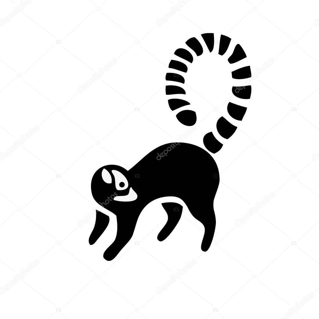Lemur silhouette logo vector, creative lemurs negative space logo vector,Ring-tailed lemur, lemurs Madagascar endemic animal logo