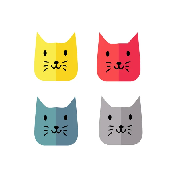 Proste Nowoczesne Śmieszne Kot Twarzy Kolor Stylu Pet Store Logo — Wektor stockowy