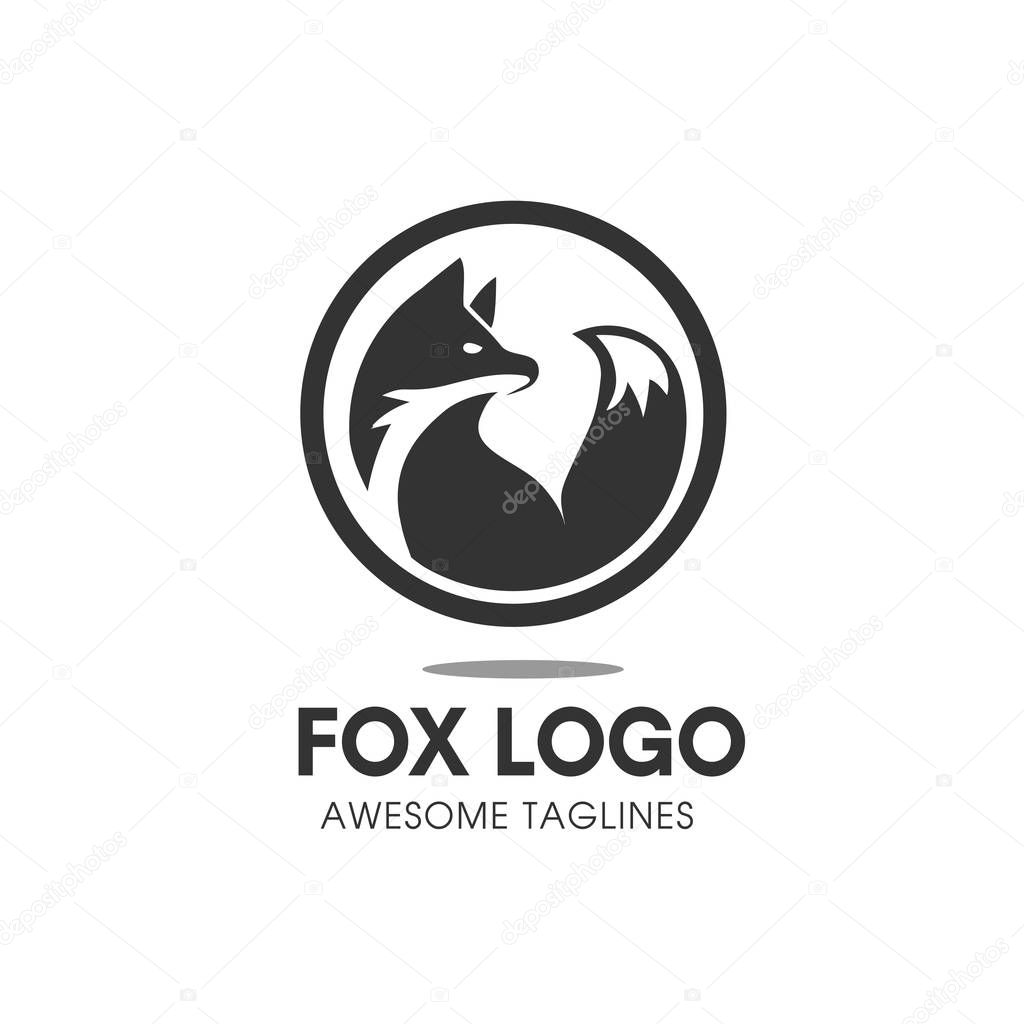 Fox circle Vector Symbol, fox Sign or Logo Template. creative fox Animal Face Modern Simple Design Concept. Isolated.