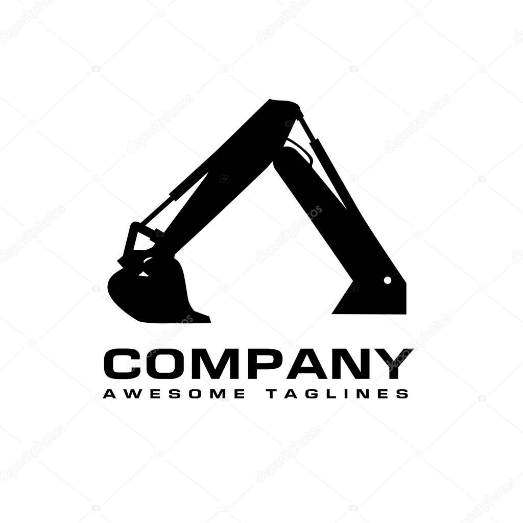 Download Excavators Construction Machinery Logo Hydraulic Mining Excavator Vector Logo Heavy — Stock ...