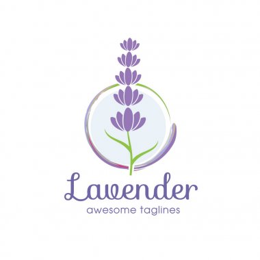 Güzellik ve kozmetik şirketi için lavanta çiçeği logosu, modaya uygun doğrusal logosu