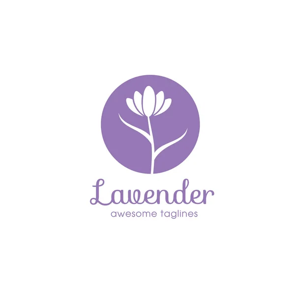 美しさと化粧品会社のためのラベンダーの花のロゴ トレンディーな線形スタイルのラベンダーの花のロゴ — ストックベクタ