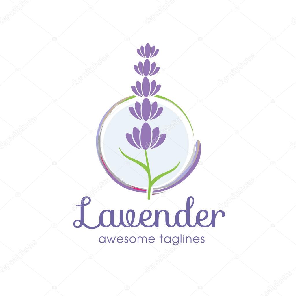 Lavender flower logo for beauty and cosmetic company , lavender flower Logo in trendy linear style
