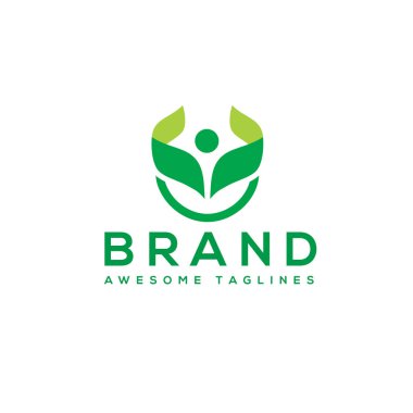 Ekoloji ve fitness sağlık vektör yeşil yaprak, soyut insanların sağlık logo ve soyut organik yaprak logosu, yaprak logo ekoloji grafik yaratıcı şablonu, çevre dekorasyon modern yaprak amblemi