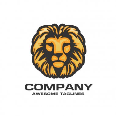 Aslan baş logo vektör, Aslan Kral baş işareti kavramı, aslanlar kafa logo, aslan yüz grafik illüstrasyon, tasarım öğesi