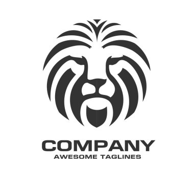 Aslan baş logo vektör, Aslan Kral baş işareti kavramı, aslanlar kafa logo, aslan yüz grafik illüstrasyon, tasarım öğesi