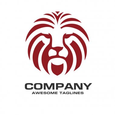 Aslan baş kırmızı renk logo vektör, Aslan Kral baş işareti kavramı, aslanlar kafa logo, aslan yüz grafik illüstrasyon, tasarım öğesi