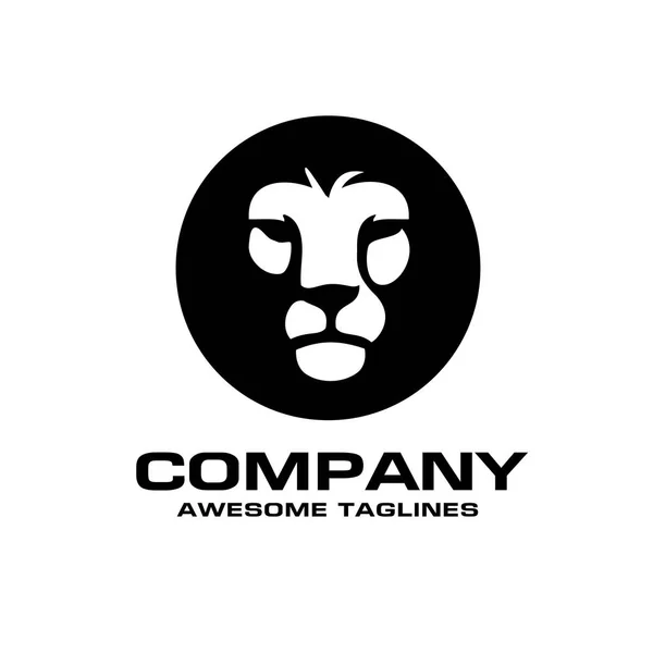 Cerc Lion Cap Logo Vector Leu Rege Cap Semn Concept — Vector de stoc