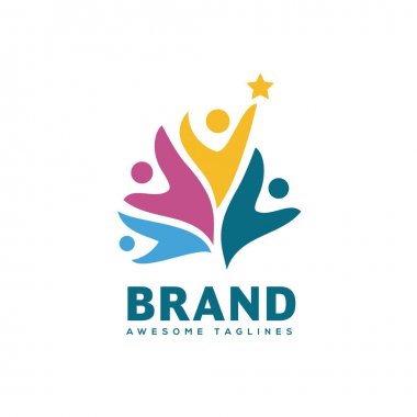 insanlar topluluk renkli logo şablonu. Ekip çalışması topluluk sembolü. Sosyal logosunu görmeniz gerekir. Ortaklık insanlar logo kavramı