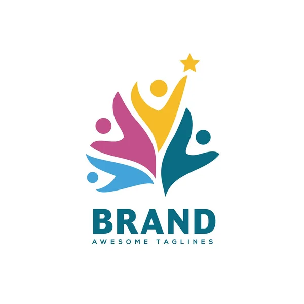 Insanlar Topluluk Renkli Logo Şablonu Ekip Çalışması Topluluk Sembolü Sosyal — Stok Vektör