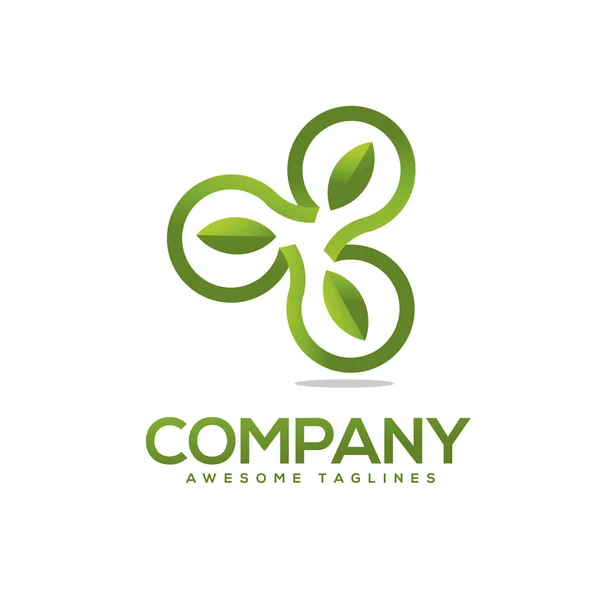 グリーン リーフ サークル ベクトルのロゴ グリーン リーフ接続ロゴ葉ロゴ 環境グラフィックの創造的なテンプレート 自然健康緑のロゴのベクトル — ストックベクタ