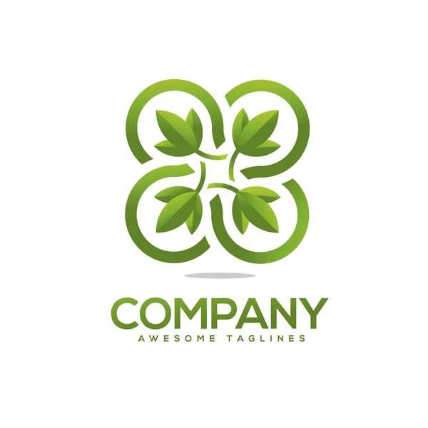 Vert Feuille Cercle Vecteur Logo Logo Connexion Feuille Verte Logo — Image vectorielle