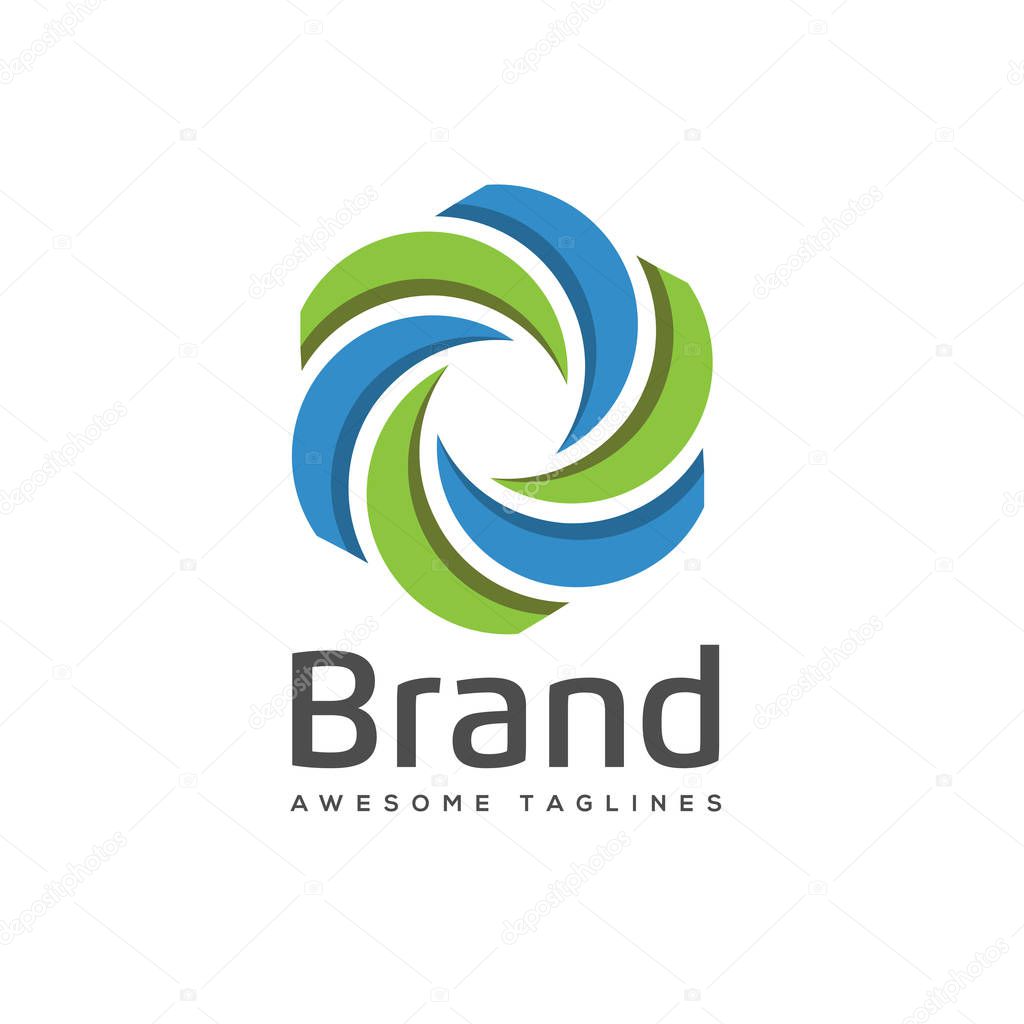 Abstract swirl color logo. color swirl logo Corporate identity design element. Color circle segments mix, round spectrum logotype idea. Multi color art palette, paint swirl, rainbow concept. Colorful Vector icon