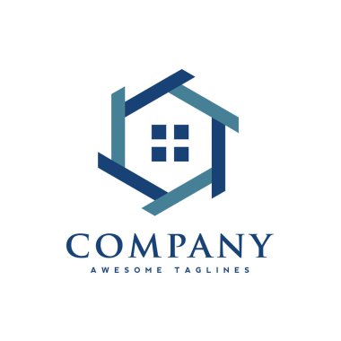 altıgen evi logo vektör, yaratıcı Emlak logosu, Emlak ve inşaat Logo tasarım vektör, renkli evleri logo kavramı