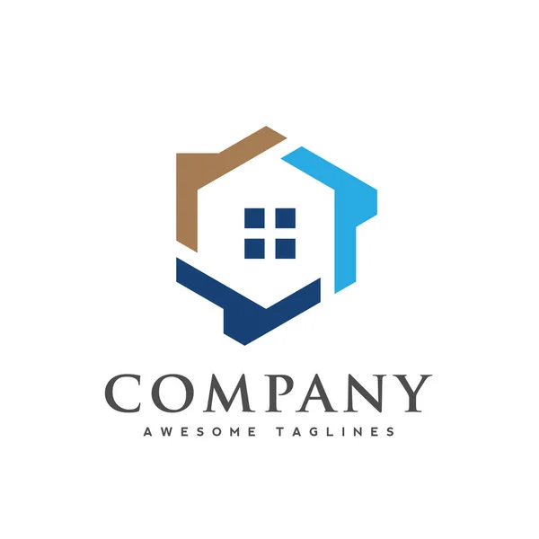 Hexagon House Logo Vector Creative Real Estate Logo Property Construction — Stock Vector