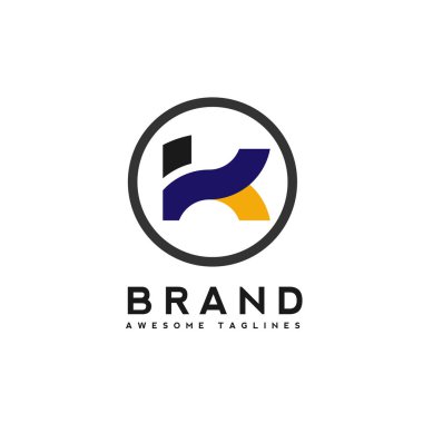 K harfi ve daire logo basit tasarım şablonu iş kurumsal. yaratıcı mektup k logo tasarımı, en iyi yeni harf K logosu