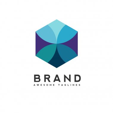 Altıgen renk logo konsept illüstrasyon. Altıgen soyut logosunu görmeniz gerekir. Vektör logo şablonu tasarım öğesi