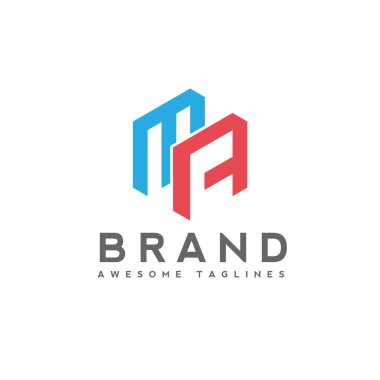 Mektup Ma logo izometrik geometrik renk şekil, satırları ilk, anne mektup izometrik stil, harf M ve bir logo