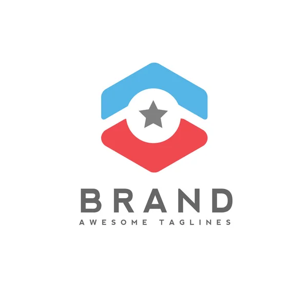 Arrow Circle Star Business Logo Hexagon Star Technology Logo Star — Stock Vector