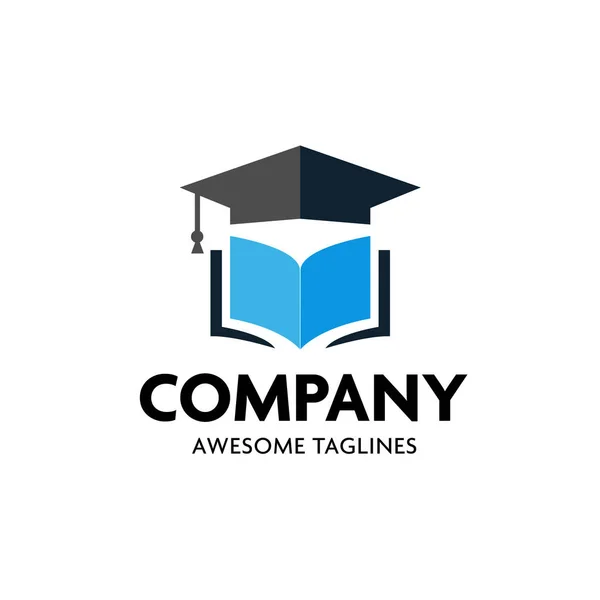 Logo Pendidikan Konsep Dengan Topi Kelulusan Dan Halaman Buku Terbuka - Stok Vektor