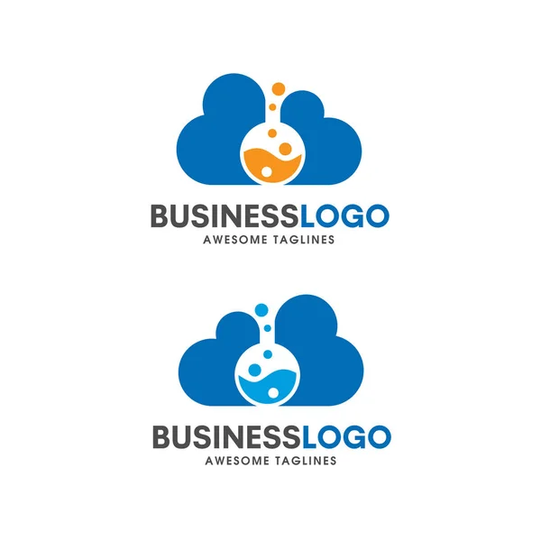 クラウドのラボのロゴのコンセプト 研究室 ユニークな科学とボトル ロゴタイプ デザイン Template Cloud テクノロジーのロゴ — ストックベクタ