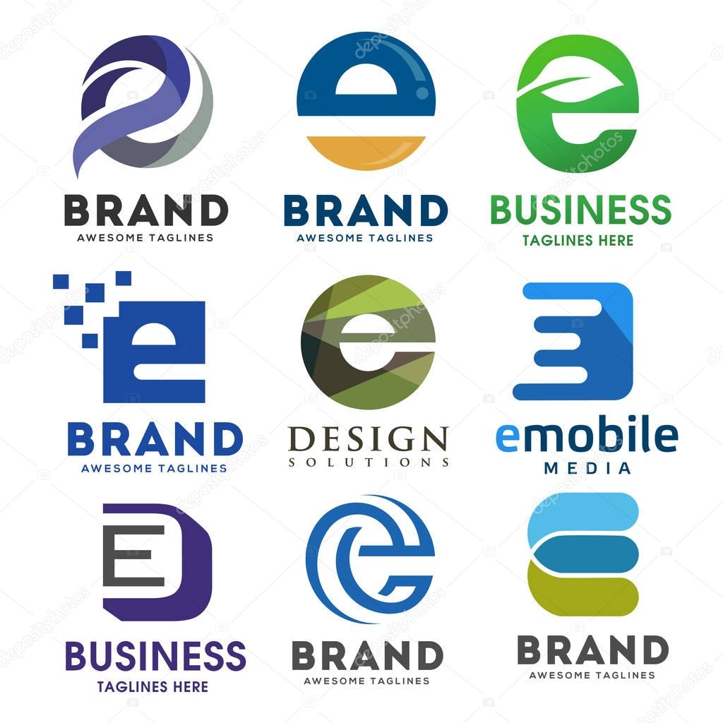 Elegant letter e logo vector set, best modern elegant letter E logo concept, Letter E logo