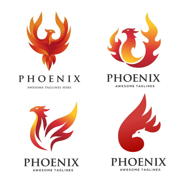 豪華なフェニックスのロゴのコンセプト 最高のフェニックスの鳥のロゴのデザイン フェニックスのベクトルのロゴ 神話の鳥の創造的なロゴ ユニークな鳥 灰から生まれた炎 — ストックベクタ