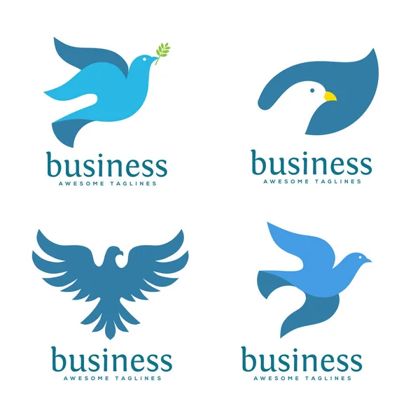 Gambar Konsep Logo Burung Merpati Logo Burung Elang Fondasi Penyelamatan - Stok Vektor