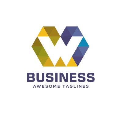 Harf W renkli Logo şablonu vektör tasarım logo, geometrik renk mektup W Logo şablonu işletmeniz için