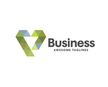 Kalp geometrik renkli logo, kalp simge vektör logo, kalp logosu, kalp şekli, aşk logo kavramı