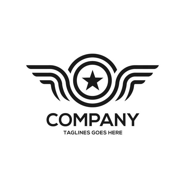 翼と星のベクトルのロゴ 翼のロゴの会社と星のベクトル — ストックベクタ