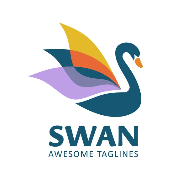 Swan Bird Vector Logo Concept Illustration Inglês Signo Logótipo Cisne —  Vetores de Stock