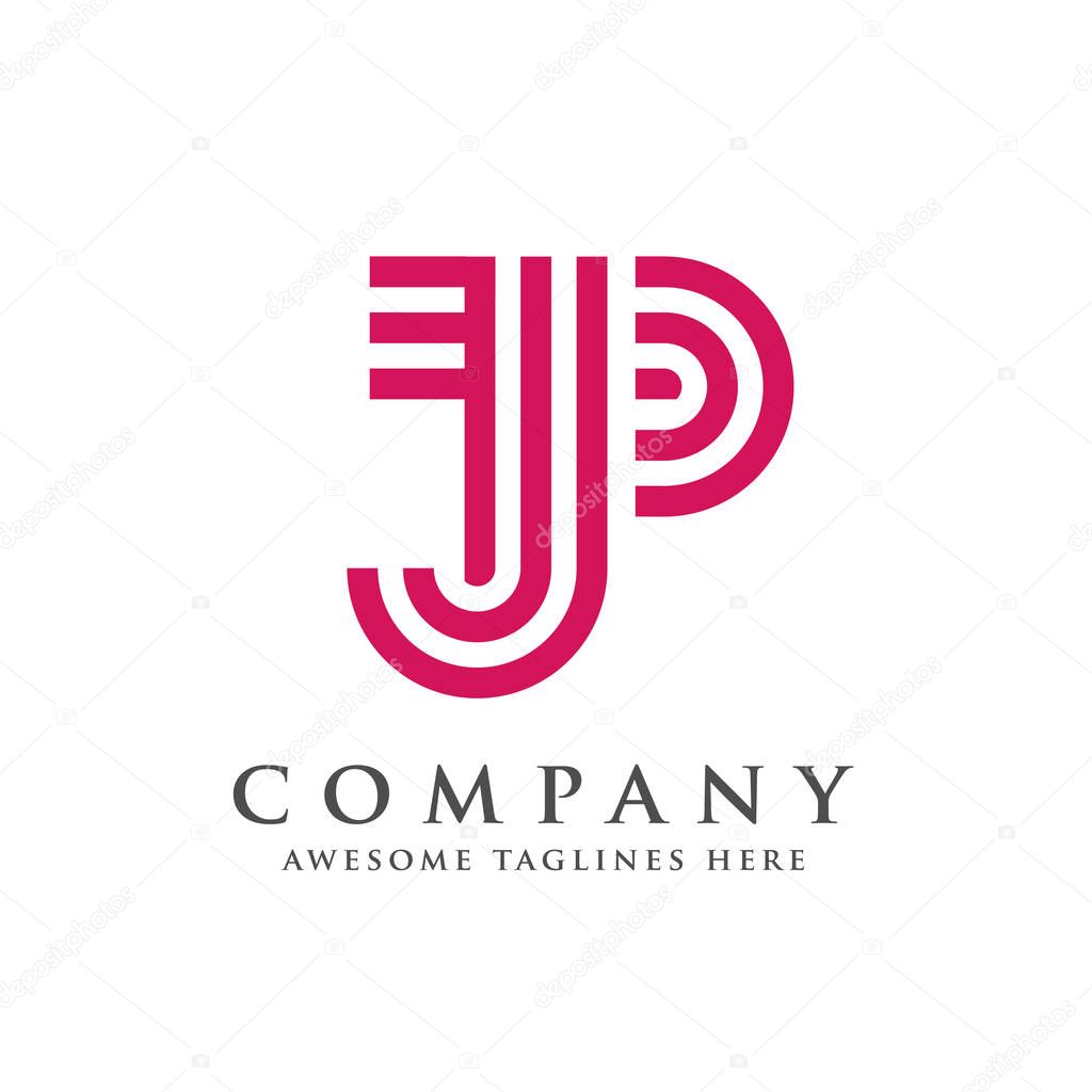 Creative and simple letter JP, letter PJ logo vector concept