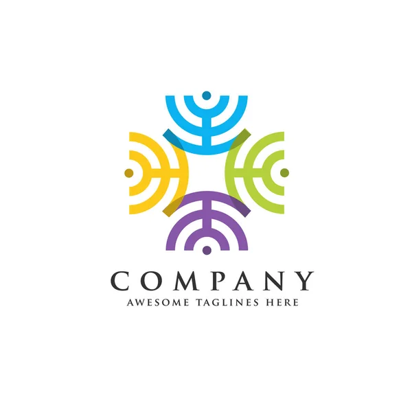 Hálózati Kapcsolatok Üzleti Vállalati Emblémát Csatlakoztassa Kör Logó Kör Logo — Stock Vector