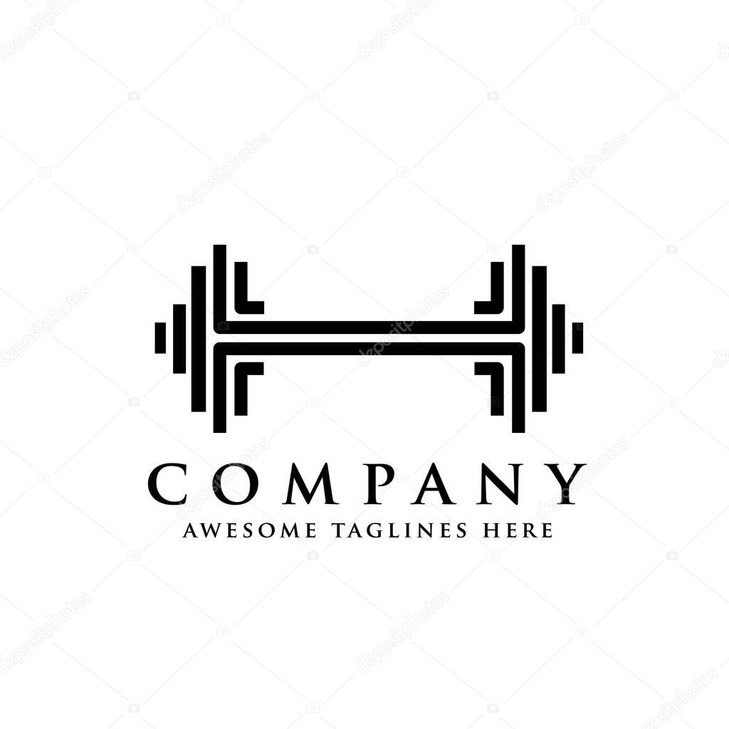 Lines vector Sports equipment for fitness, cross fit, gym. Barbells dumbbells weight lifting