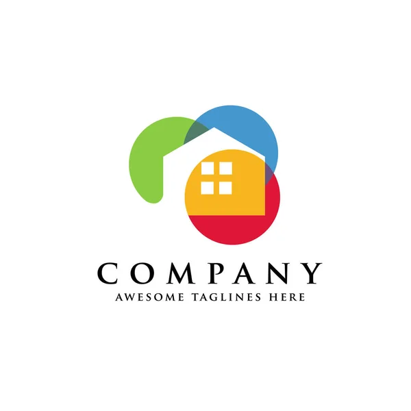 Logotipo Criativo Imobiliário Propriedade Construção Logo Design Vector Casas Coloridas — Vetor de Stock