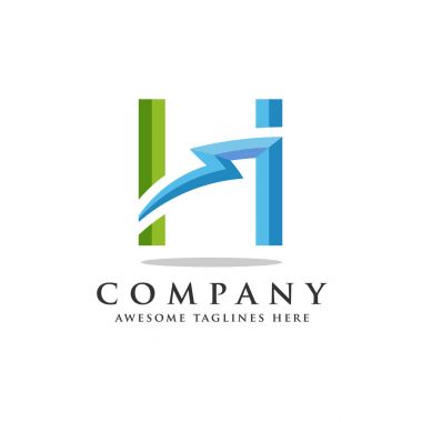 H harfi yıldırım logo simge tasarım şablonu öğeleri, flash harf H logo vektör, güçlü harfi H logosu