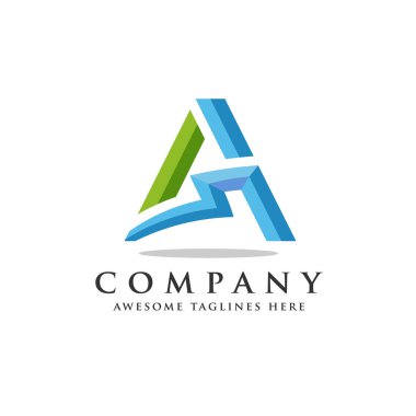 A harfi yıldırım logo simge tasarım şablonu öğeleri, flash harf A logo vektör, güçlü mektup A logo