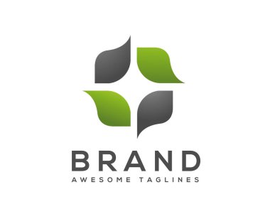 yaratıcı soyut bırakır Eco logosu kare şekli tasarlamak vektör