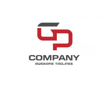 mektup gp logo tasarım vektör çizim şablonu, mektup g ve p logo vektör