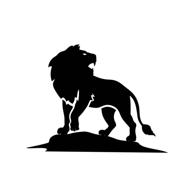 Créatif Lion Rugissement Silhouette Illustration Vecteur Sur Fond Blanc — Image vectorielle