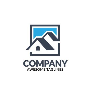 İki ev vektör tasarımlı emlak logosu