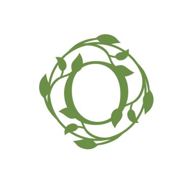 İlk harf 0 ve daire yeşil yaprak çizimi