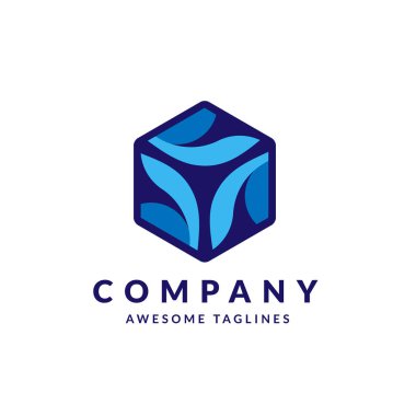 danışman medya logo küpü ve kare 3d grafik tasarım vektör çizimi