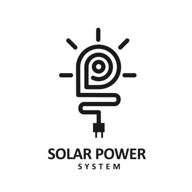 Güneş enerjisi logosu şablonu olarak p harfi ile başlıyor. Solar teknoloji logo tasarımları