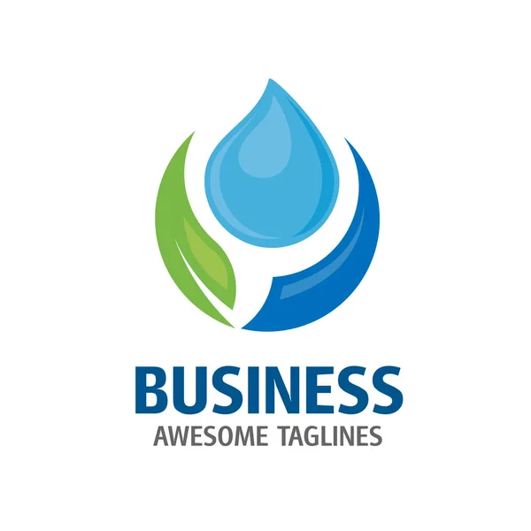Water Leaf Ecology Logo Blue Water Logo Water Best Logo — Stock Vector